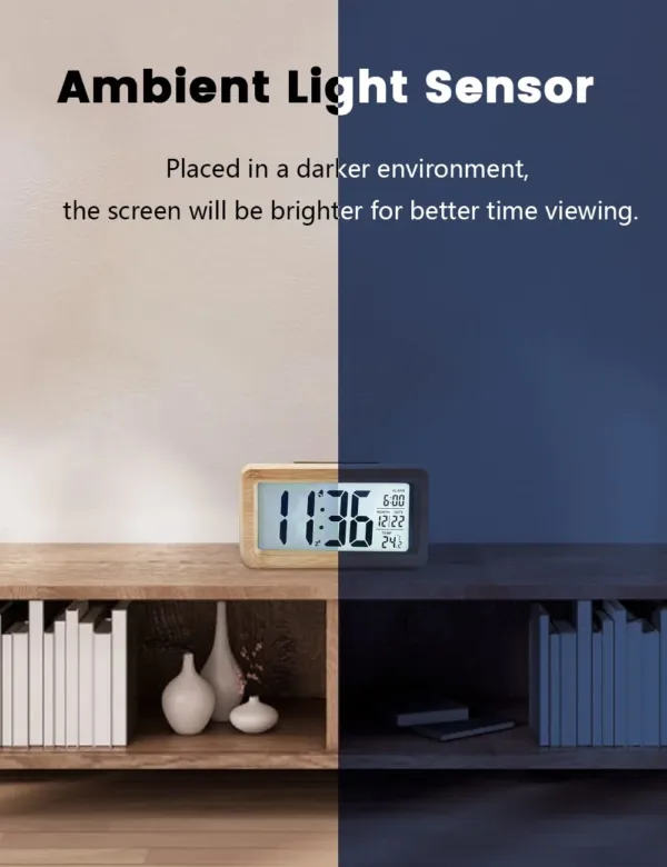 wooden digital alarm clock 6
