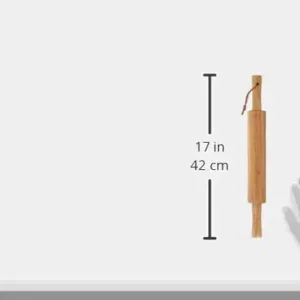 This wooden rolling pin features non-slip ergonomic handles for comfortable and easy dough rolling for baking cookies, pizza, fondant, and other sweets.