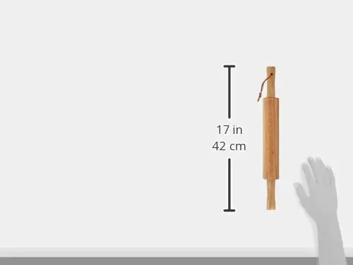 This wooden rolling pin features non-slip ergonomic handles for comfortable and easy dough rolling for baking cookies, pizza, fondant, and other sweets.