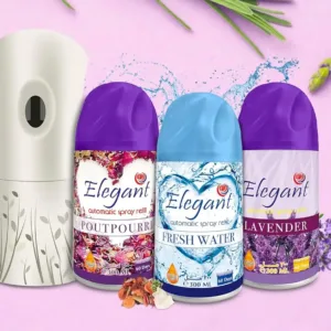 Elegant luxurious oud air freshener refill for automatic dispenser, offering a long-lasting, natural, and fresh fragrance for home and bathroom use, made in UAE.