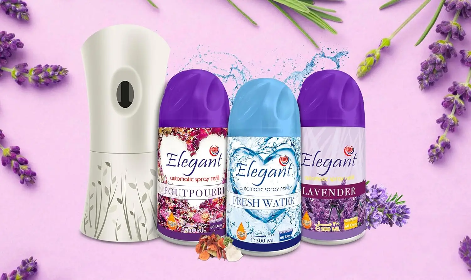 Elegant luxurious oud air freshener refill for automatic dispenser, offering a long-lasting, natural, and fresh fragrance for home and bathroom use, made in UAE.