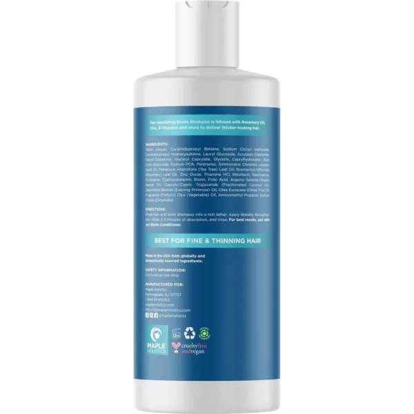 This biotin shampoo, enriched with rosemary and argan oil, helps prevent hair loss and promotes healthy hair growth for thicker, fuller-looking hair.