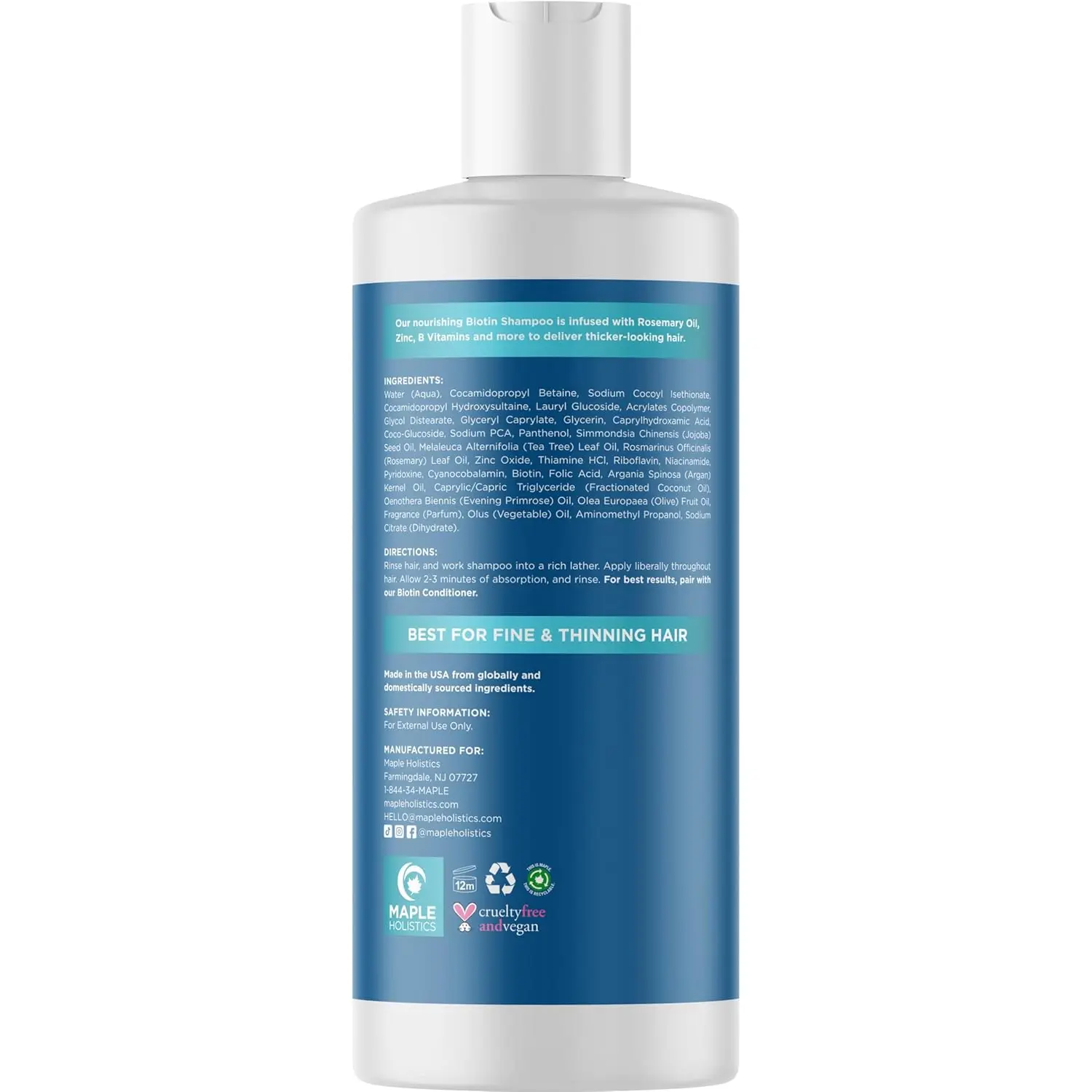 This biotin shampoo, enriched with rosemary and argan oil, helps prevent hair loss and promotes healthy hair growth for thicker, fuller-looking hair.