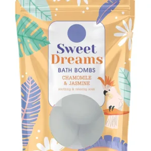 Elysium Spa Chamomile and Jasmine bath bombs create a soothing and relaxing bath experience for a restful sleep, releasing a calming fragrance into silky, bubble-free water.
