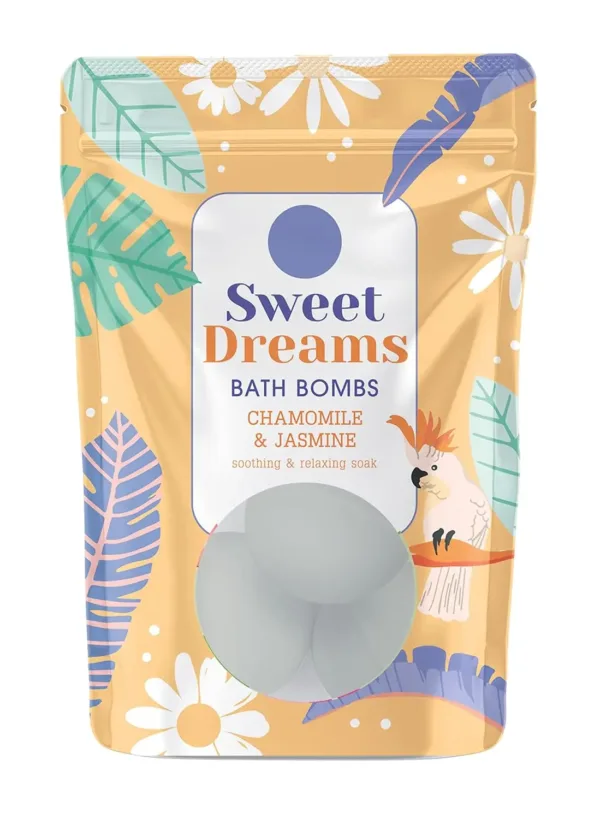 Elysium Spa Chamomile and Jasmine bath bombs create a soothing and relaxing bath experience for a restful sleep, releasing a calming fragrance into silky, bubble-free water.