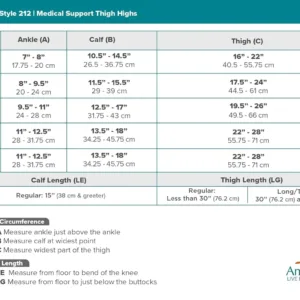 These Ames Walker black, open-toe thigh-high compression stockings provide 20-30 mmHg firm graduated support to relieve tired, aching legs and reduce mild varicosities, featuring a stay-up top band and made in the USA.