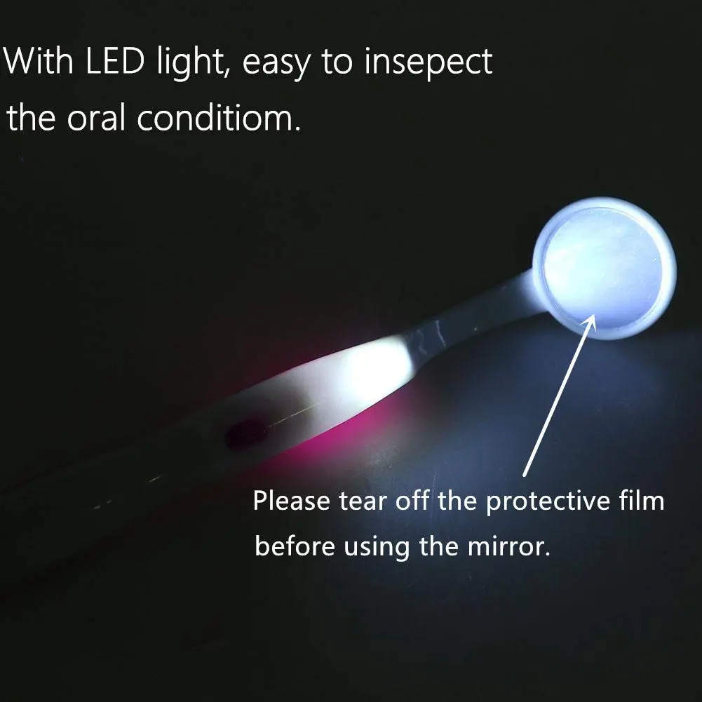 This is a 2-pack of dental mirrors with LED lights designed for teeth inspection and oral care at home.