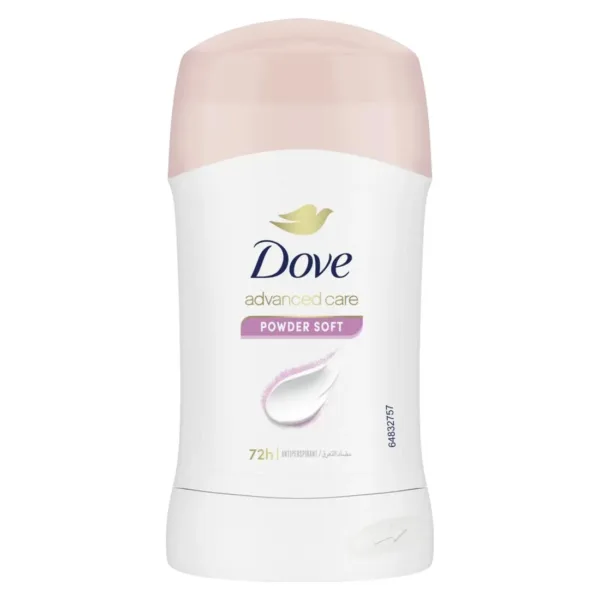 This is a Dove Powder Soft deodorant stick providing 48-hour antiperspirant protection with a gentle, alcohol-free formula and ¼ moisturizers for soft, smooth underarms.