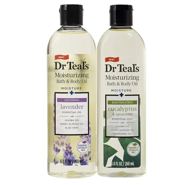 This Dr. Teal's bath and body oil set contains lavender and eucalyptus spearmint oils to hydrate skin, relieve stress, and promote relaxation.