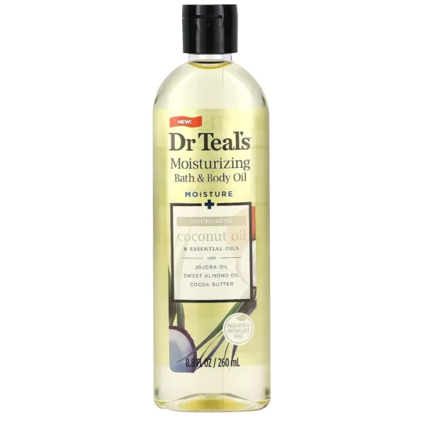 This Dr. Teal's Coconut Oil Bath & Body Oil Gift Set includes two 8.8oz bottles of nourishing coconut essential oils blended with sweet almond oil and cocoa butter for a paraben and phthalate-free at-home spa experience.