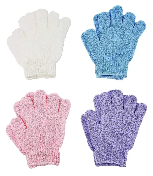 These four pairs of exfoliating gloves made from high-quality nylon provide a full body spa experience, removing dead skin cells and improving circulation for silky smooth skin.