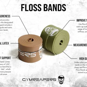 This set of Gymreapers floss bands includes two compression stretch bands in different thicknesses to help reduce soreness, improve range of motion, and increase mobility for effective muscle recovery.