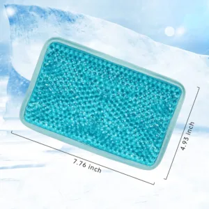 Blue reusable gel ice pack with strap providing hot or cold compress therapy for knee, shoulder, foot, back, ankle, neck, hip, elbow, and wisdom tooth pain relief.