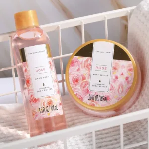 This 10-piece rose-scented spa gift set for women includes bath bombs, body lotion, and a tote bag, perfect as a birthday or Mother's Day gift for relaxation and skin nourishment.