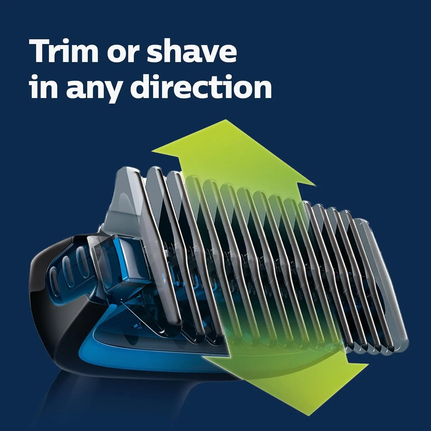 The Philips Norelco Bodygroom Series 1100 is a showerproof body hair trimmer for men, featuring a bi-directional trimmer, skin protector, and a 1/8" trimming comb for comfortable grooming.