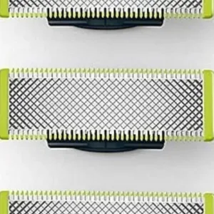 A package of Philips Norelco OneBlade replacement blades, designed to trim, edge, and shave any length of hair with a glide coating for comfortable shaving.