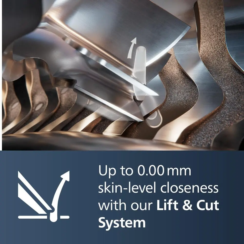 The Philips Norelco Series 9000 Prestige electric shaver delivers ultimate closeness and comfort with SenseIQ technology, flexing heads, NanoTech blades, and includes a precision trimmer, nose trimmer, cleaning pod, Qi pad, and premium pouch.