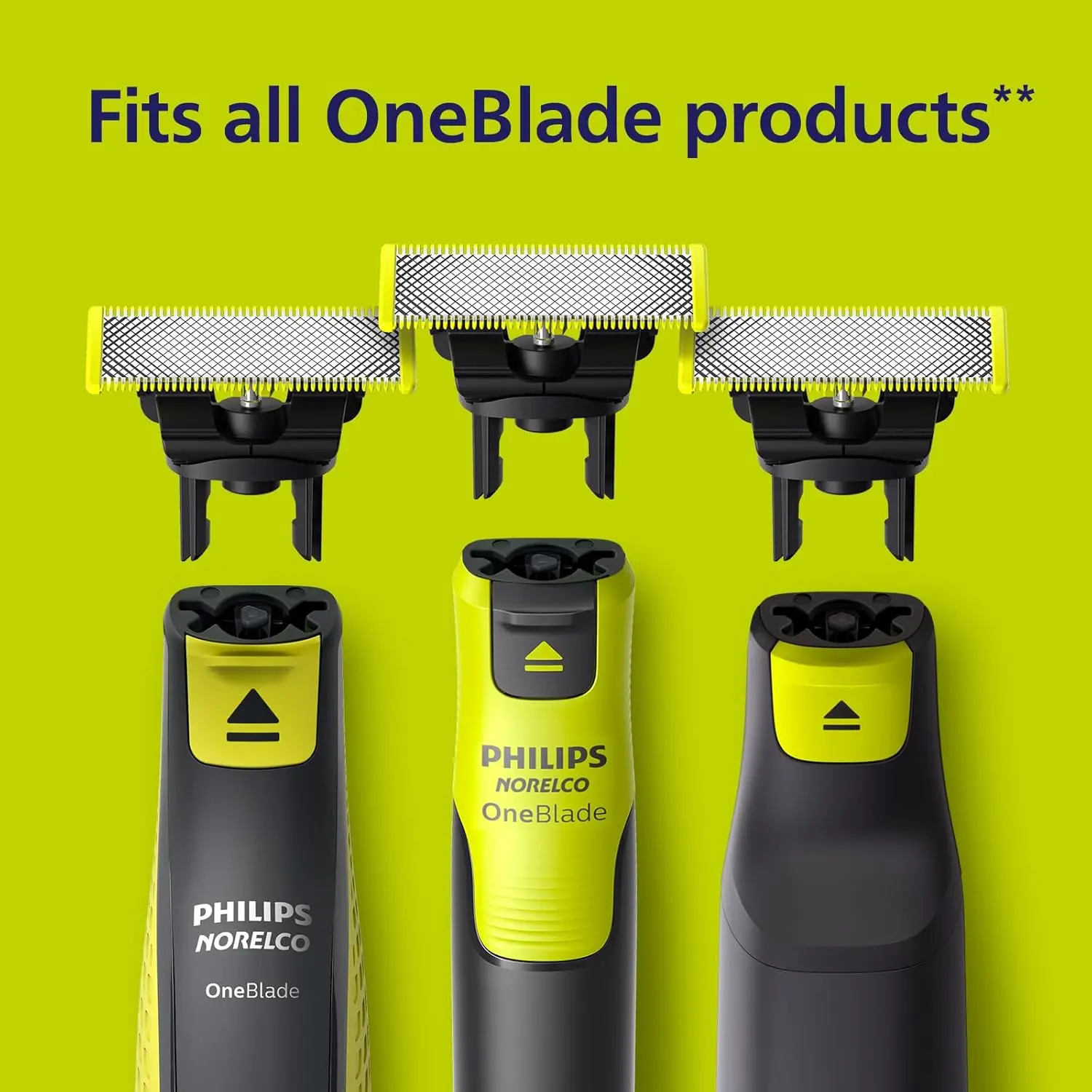 A single Philips Norelco OneBlade replacement blade with rounded tip for a comfortable, not-too-close shave, lasting up to 4 months with average use.
