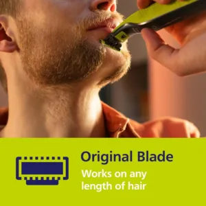 A single Philips Norelco OneBlade replacement blade with rounded tip for a comfortable, not-too-close shave, lasting up to 4 months with average use.