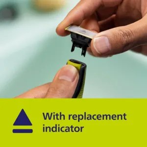 A single Philips Norelco OneBlade replacement blade with rounded tip for a comfortable, not-too-close shave, lasting up to 4 months with average use.