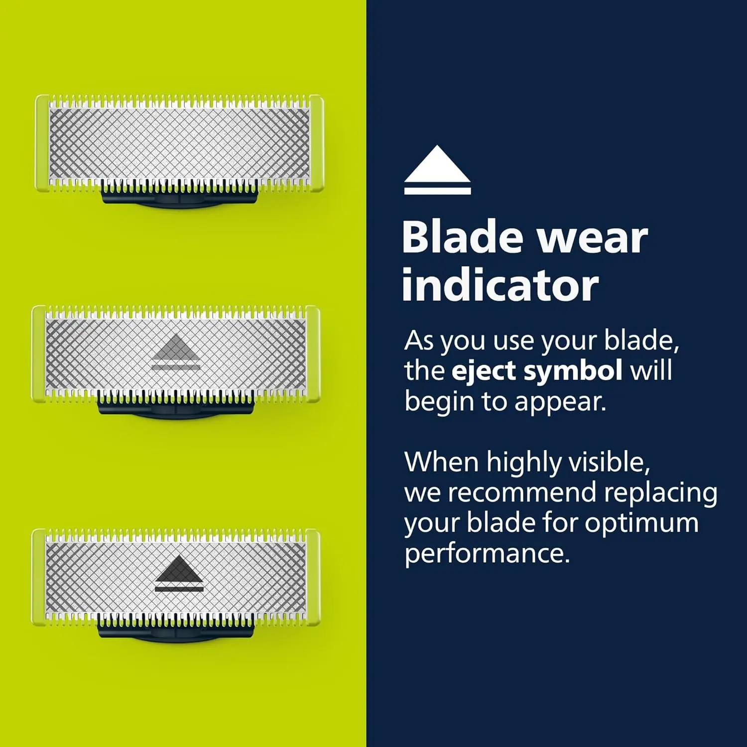 A single Philips Norelco OneBlade replacement blade with rounded tip for a comfortable, not-too-close shave, lasting up to 4 months with average use.