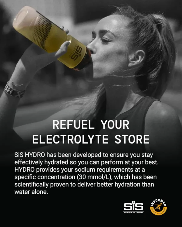 Science In Sport Hydro electrolyte tablets offer sugar-free hydration, reduce fatigue with essential electrolytes, and support normal muscle and nervous system function for peak athletic performance.