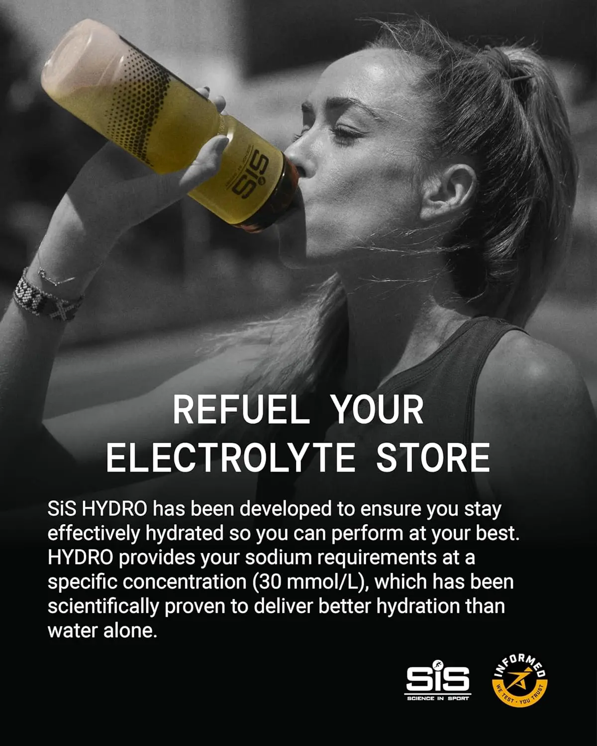 Science In Sport Hydro electrolyte tablets offer sugar-free hydration, reduce fatigue with essential electrolytes, and support normal muscle and nervous system function for peak athletic performance.