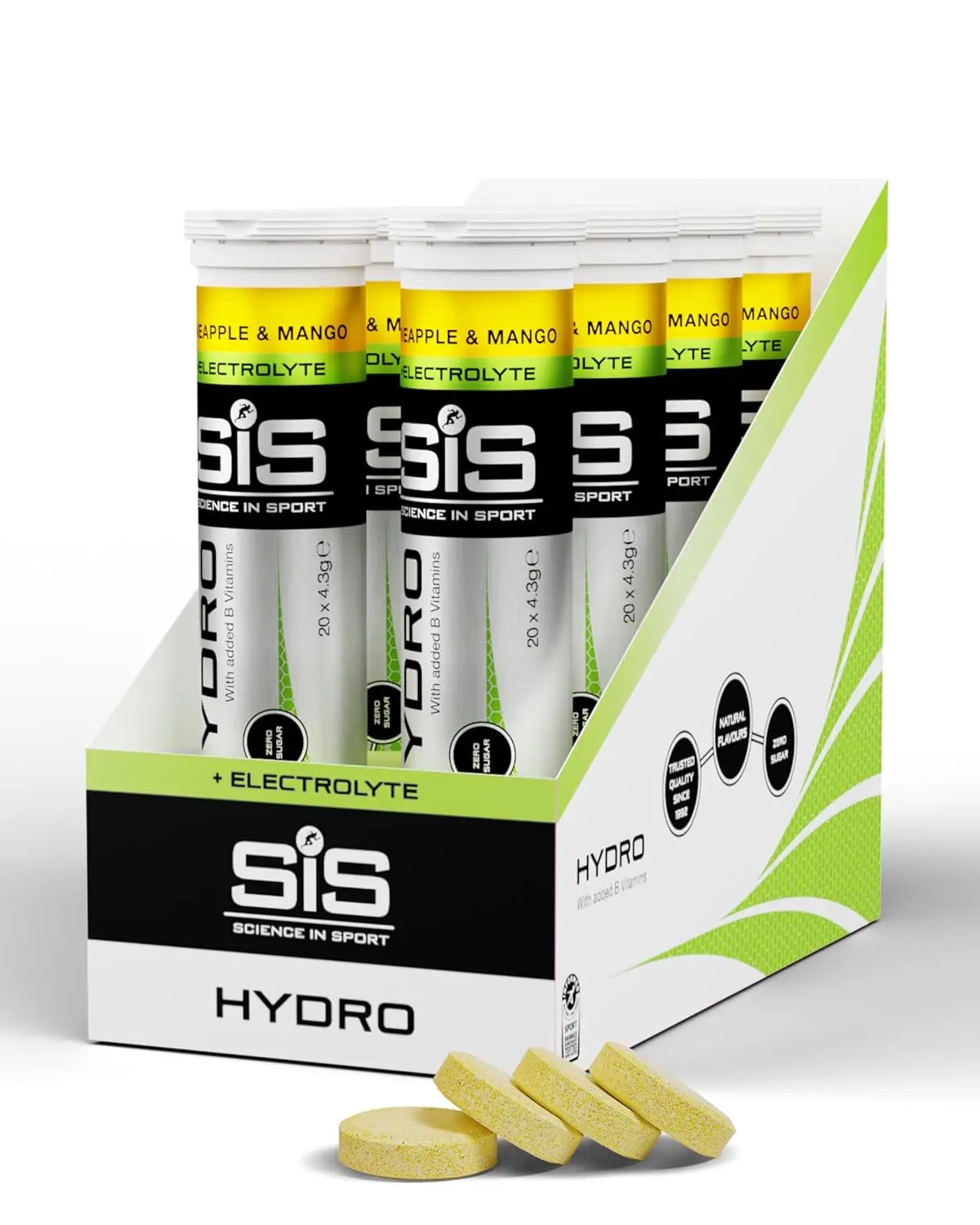 Science In Sport Hydro electrolyte tablets offer sugar-free hydration, reduce fatigue with essential electrolytes, and support normal muscle and nervous system function for peak athletic performance.