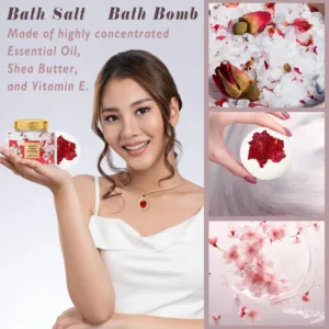 This 20-piece rose and cherry blossom spa gift set includes shower gel, body lotion, a reed diffuser, bubble bath, day and night cream, jojoba oil, bath salt, bath bomb, soy candle, and other bath and body accessories, making it the perfect Christmas or birthday gift for women.