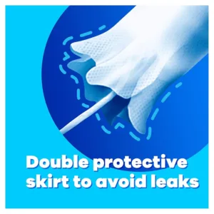 Tampax Compak Super tampons with a retractable applicator provide comfortable, clean insertion and reliable leak protection with absorption channels and a protective skirt.
