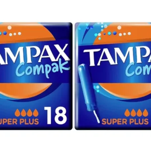 Tampax Compak Super tampons with a retractable applicator provide comfortable, clean insertion and reliable leak protection with absorption channels and a protective skirt.
