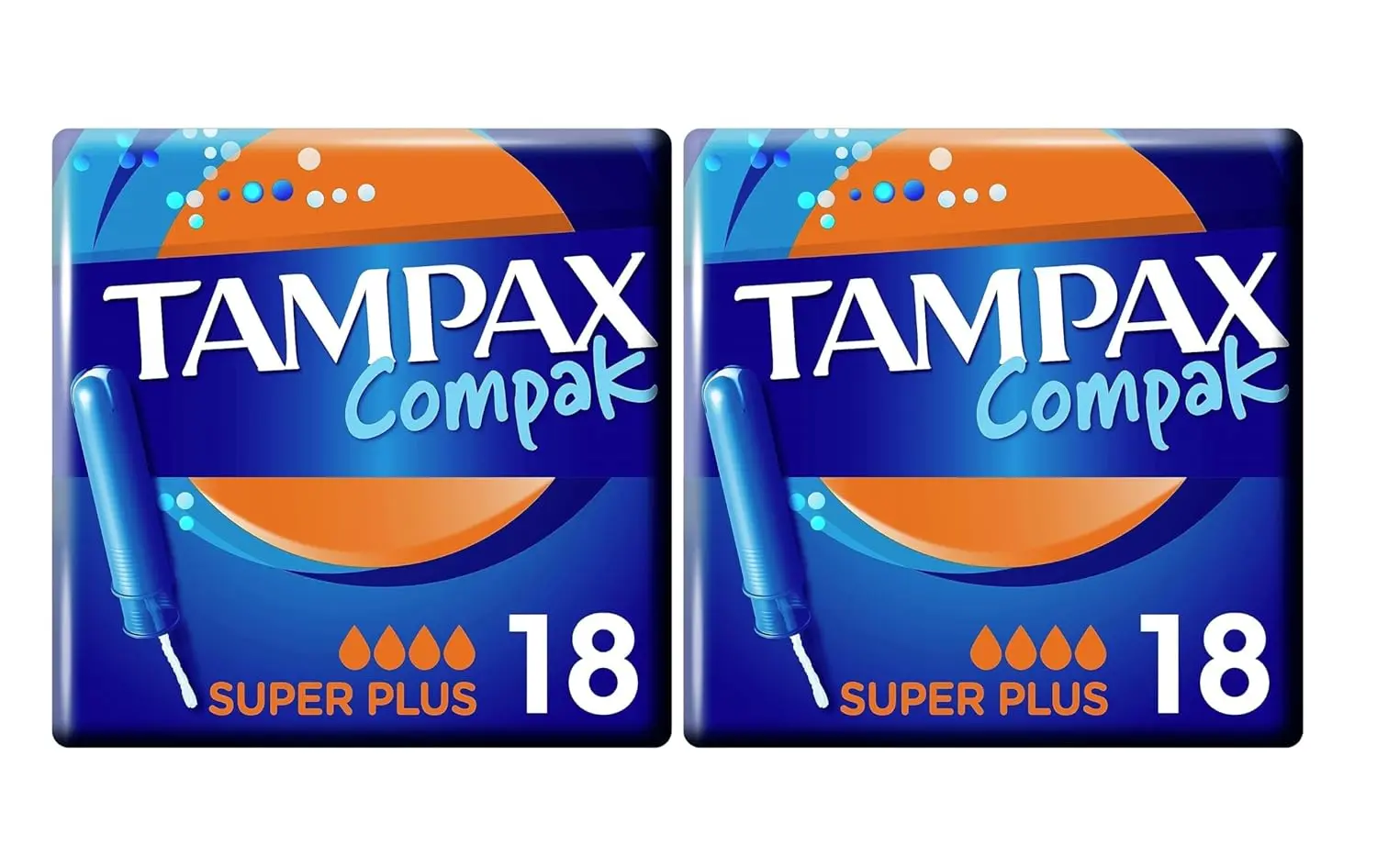 Tampax Compak Super tampons with a retractable applicator provide comfortable, clean insertion and reliable leak protection with absorption channels and a protective skirt.