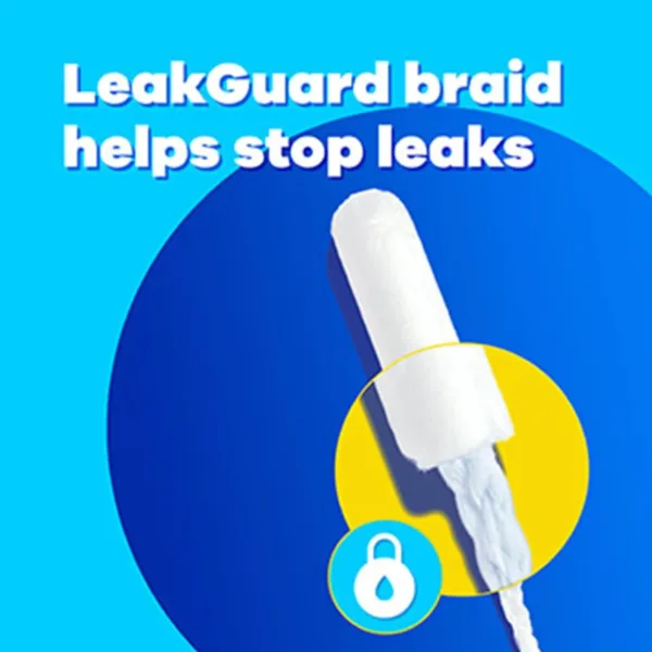 Tampax Pearl Regular tampons for light to medium flow days, featuring a SmoothTouch applicator, anti-slip grip, MotionFit protection, and LeakGuard braid for comfortable, discreet, and confident period protection.