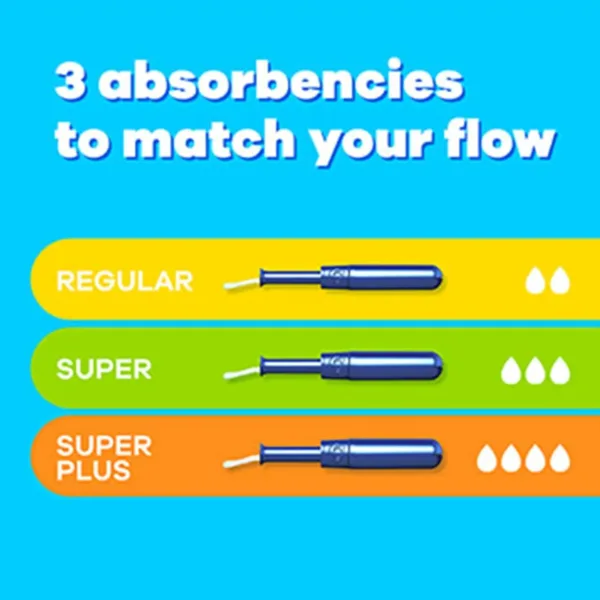 Tampax Pearl Regular tampons for light to medium flow days, featuring a SmoothTouch applicator, anti-slip grip, MotionFit protection, and LeakGuard braid for comfortable, discreet, and confident period protection.