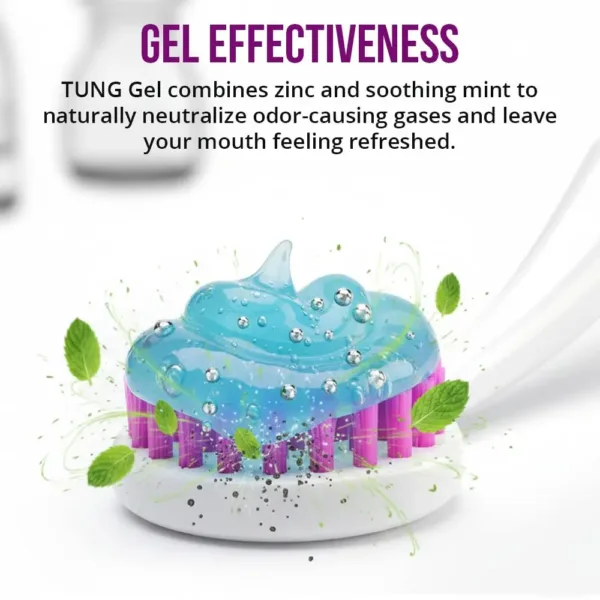 This tongue cleaner starter pack includes the TUNG brush, designed to reach the back of the tongue to eliminate bad breath, and TUNG gel, both made in America and preferred by 90% of users over other tongue cleaners.