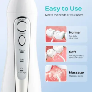 This cordless COSLUS water flosser provides deep cleaning with adjustable pressure, is rechargeable for travel, and is perfect for cleaning teeth with braces.