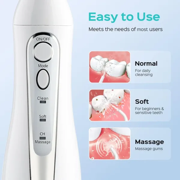 This cordless COSLUS water flosser provides deep cleaning with adjustable pressure, is rechargeable for travel, and is perfect for cleaning teeth with braces.